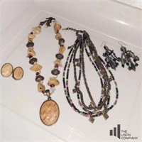 Two Fashion Necklaces with Matching Earrings