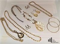 Four Gold tone Fashion Necklaces & Earrings