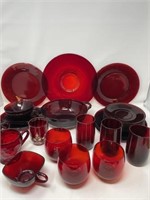 Ruby Red Glasses and Dishes