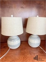 Ceramic Lamps Blue and Beige Stripe