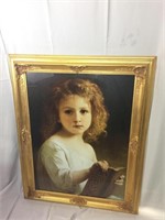 Gold Framed Red Haired Girl w/ Book Wall Art