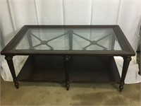 Fine Colonial Style Dark Wood & Iron Coffee Table