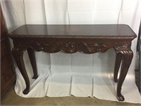 Finest Mahogany Carved Scroll Inlay Entry Table