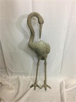 Cast Metal Turned Neck Crane Yard Art Statue