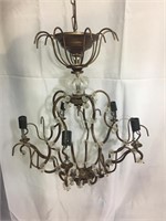 Brushed Iron Decorative Oval Prism Chandelier