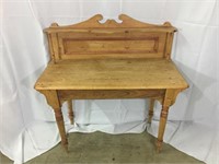 Antique French Pickled Pine Writing Desk w/ Shelf