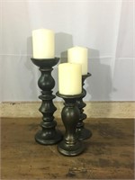 Trio Polished Bronze Color Candle Holders Set