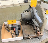 (1) PORTER-CABLE #1400 CHOP SAW & (1) HAND DRILL