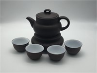 Dark Mocha Chinese Clay Teapot w/ Teacups