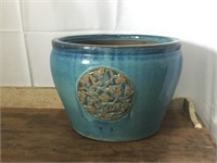 Peacock Turquoise Blue Large Pottery Planter