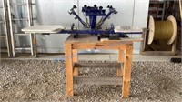 FOUR SCREEN MANUAL SCREEN PRINTING PRESS ON STAND