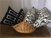 Large Basket w/ Black & White Pillows