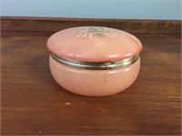 Vintage Painted Pink Stone Powder Jar