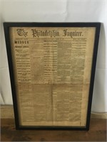 The Philadelphia Inquirer 1865 Framed Newspaper
