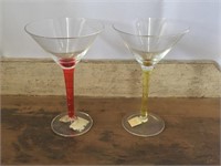 Saks Fifth Avenue Pair Colorful Martini Glasses