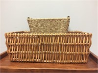 Pair Wicker Baskets - Different Sizes
