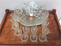 Crystal Punch Bowl w/ 12 Glasses