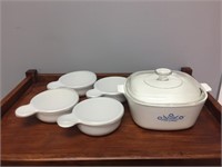 Corningware Deep Dish & 4 Grabit Bowls