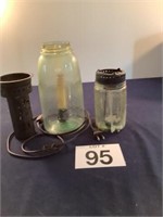 Masons jars with candle and tea light