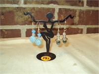 2 Pair NEW Earrings and Display Stand
