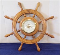 WOODEN "SHIPS WHEEL" BAROMETER BY SCHATZ