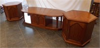 MATCHING WOODEN OVAL COFFEE TABLE W/DOORS AND