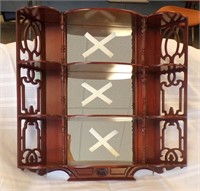 MAHOGANY KNICK KNACK SHELF W/MIRRORS