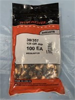 BAG OF 100 WINCHESTER 38/357 125GR BULLETS