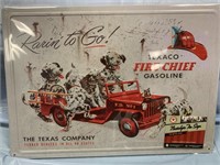 NEW TEXACO RARIN TO GO METAL SIGN DALMATION