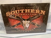 NEW REBEL PROUD SOUTHERN TRADITION METAL SIGN