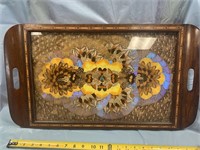 NICE BRAZILIAN BUTTERFLY WING SERVING TRAY / ROSEW