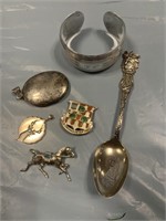 2.4oz MIX STERLING PIECES / HORSE / WWII PIN /