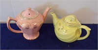(2) HALL TEAPOTS, ONE PINK & ONE YELLOW