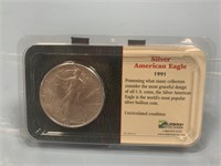 1991 SILVER AMERICAN EAGLE PURE SILVER US $1