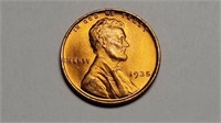 1935 Lincoln Cent Wheat Penny Gem Uncirculated Red