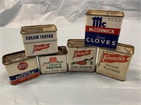 (6) EARLY SMALL TINS RED &WHITE / CHILLI POWDER
