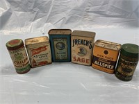 (6) MIX EARLY ADVERTISING TINS / FRENCHS / ALLSPIC