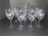 ETCHED PITCHER AND GLASSES