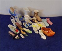 FLAT OF MINIATURE SHOES, MOST ARE PORCELAIN