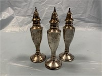 (3) EARLY STERLING WEIGHTED SALT SHAKERS