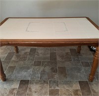 Bonde Wood with Cream Tile Inlay Dining Table