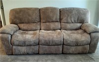 Light Brown Microfiber Double Recliner Couch
