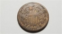 1865 2c Two Cent Piece
