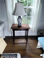 Pine table and lamp