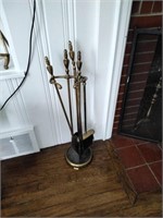Fireplace pokers set.  Brass ashtrays and stand