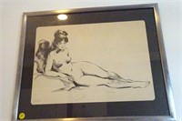 Nude Sketch, Matted and Framed