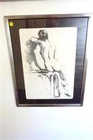Nude Sketch, Matted and Framed