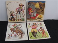 Vintage Playskool Western Themed Childrens Puzzles