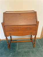 Oak Drop front secretary with two over one