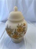 Fenton handpainted small humidor Vaseline and